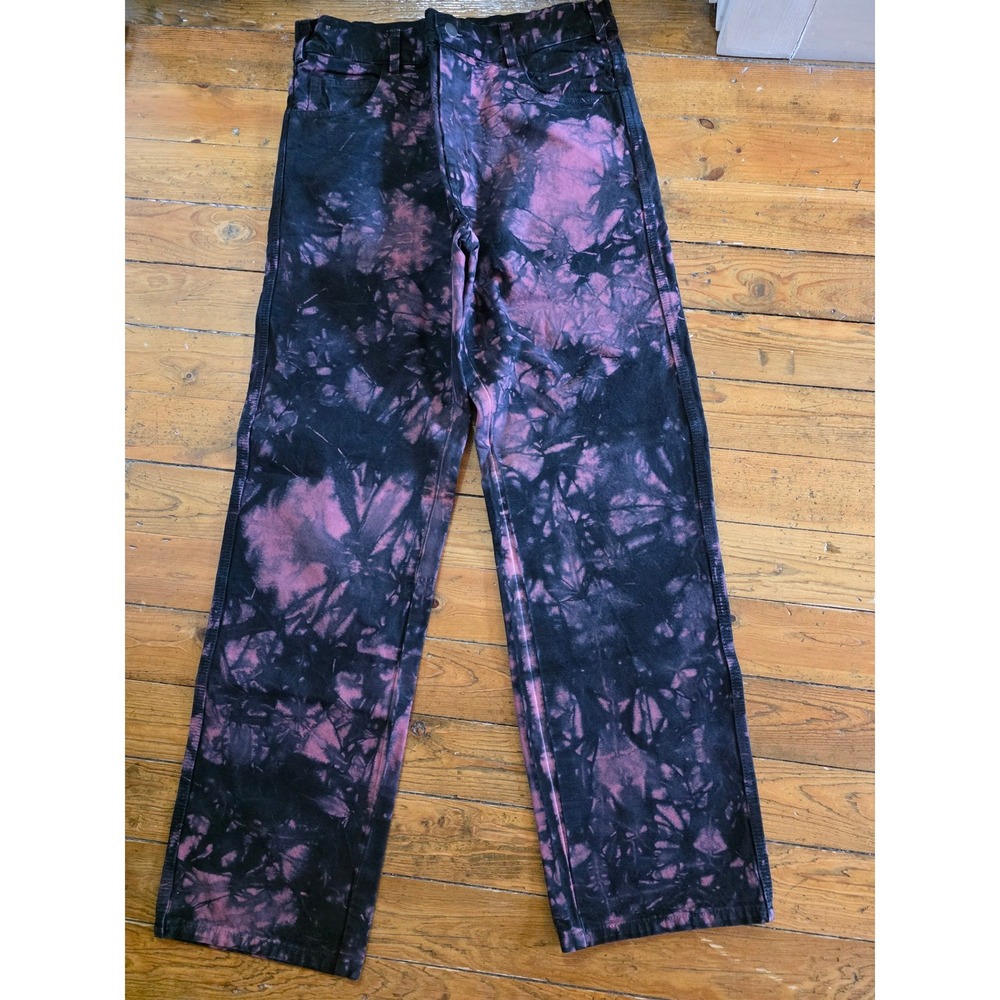 Vintage My Chemical Romance MCR Acid Wash Tie Dye Jeans Black Purple Mens 32